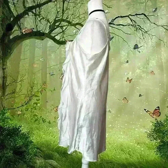 Y2k 90s White 3D Print Floral Ringlet Slip by Flora Size XL - Picture 4 of 10